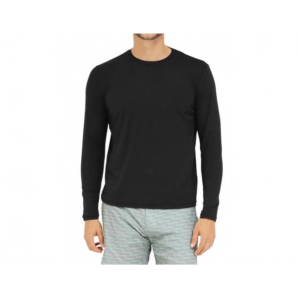 NEW SOMEWHERE SUNNY men's upf 50+ bamboo everyday long sleeve top in black